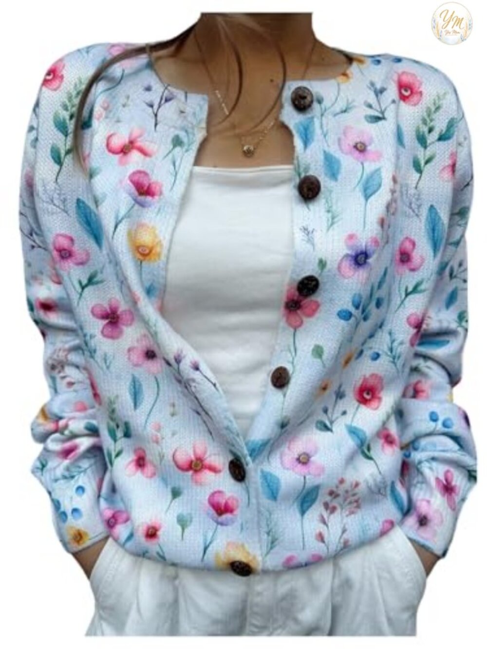 Women's Floral Print Button Down Cardigan Sweater Lightweight